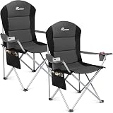 SUNMER Padded Camping Chairs Set of 2 Deluxe Folding Chairs with Cup Holder