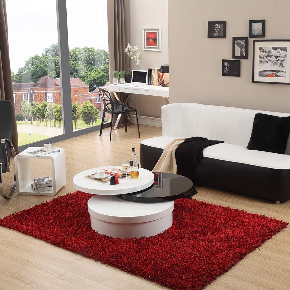 Clipop Rotating Coffee Table Gloss Coffee Table For Living Room White And Black 3 Layer Rotating Amazon Co Uk Kitchen Home