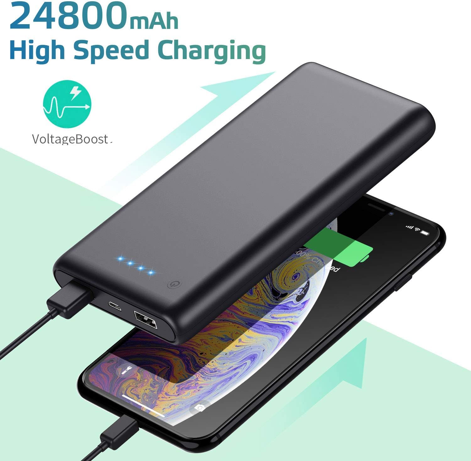 HETP Power Bank, Portable Charger 24800 mah Ultra Compact High Speed External Battery, 4 LED Lights - Image 3