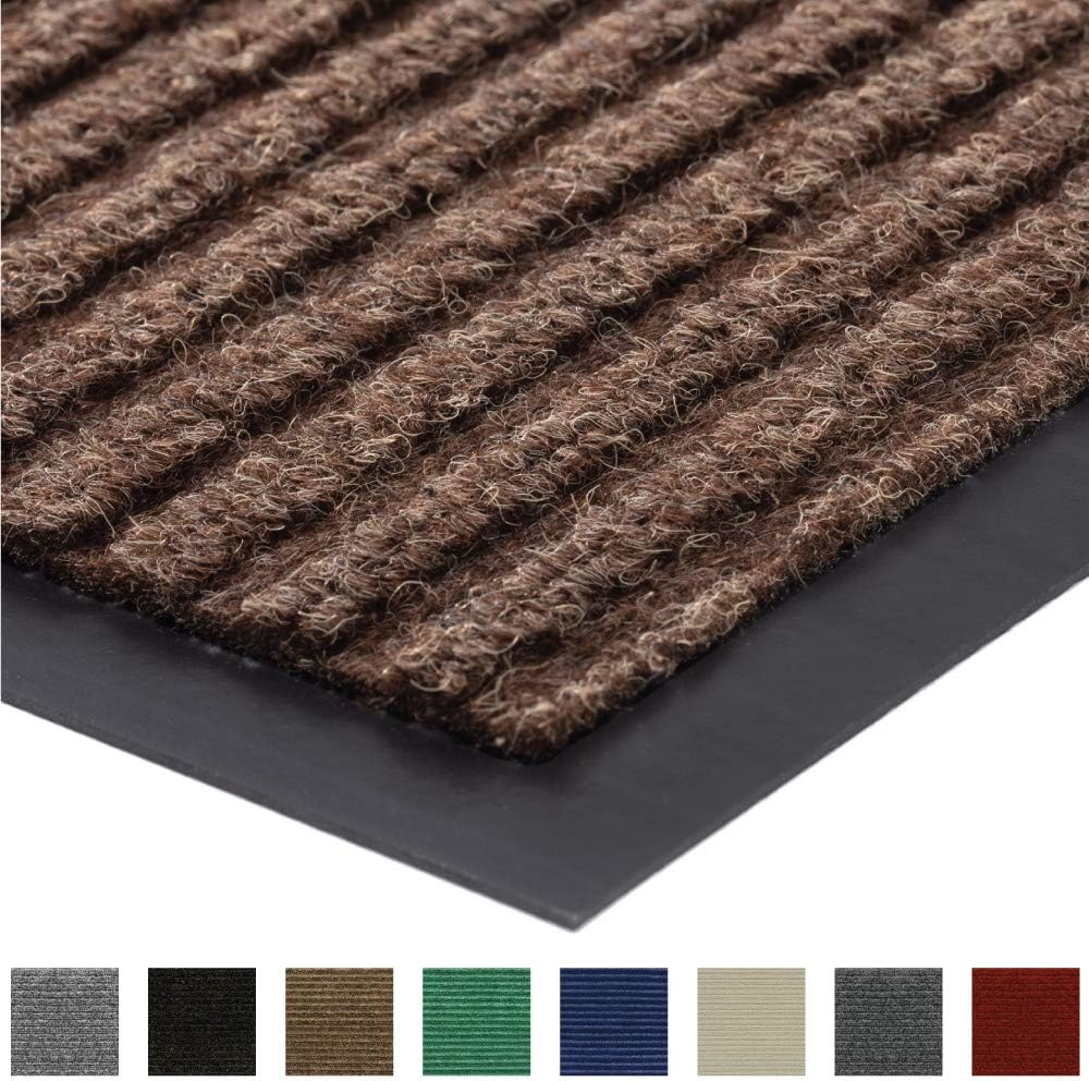 Gorilla Grip Original Low Profile Rubber Door Mat, 35x23, Heavy Duty, Durable Doormat for Indoor and Outdoor, Waterproof, Easy Clean, Home Rug Mats for Entry, Patio, High Traffic, Brown