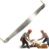 Two Person Crosscut Saw, 4.92 FT Blade Hand Saw for Wood Cutting | 1.5 mm manganese steel, 0.51 in teeth, hardwood handles, cuts logs up to 24 in, for firewood, camping, forestry