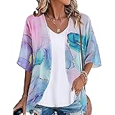 Womens Kimono Beach Cover Up Chiffon Cardigan Floral Tops Loose Capes