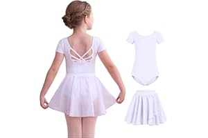 MdnMd Long Sleeve Dance Ballet Leotards for Girls Toddler Skirt Combo Ballerina Dresses Outfit Hollow Knot Back