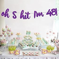 Oh S*it I’m 48! Banner Backdrop Glitter Purple