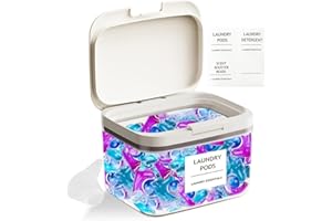 BOAJUNWU 94oz /2.8L Laundry Pods Container for Laundry Room Organization Laundry Powder Container, Laundry Pod Holder with Labels for Laundry Storage,Laundry Powder,Dry Sheet Organizing