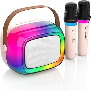 GUYUCOM Karaoke Machine mit 2 Kabellose Mini Mikrofon für Kinder und Erwachsene, Tragbaren Bluetooth Mikrofon als Spielzeug ab 2 Jahre für Jungen Mädchen Geschenke Geburtstagsparty & Outdoor-KTV