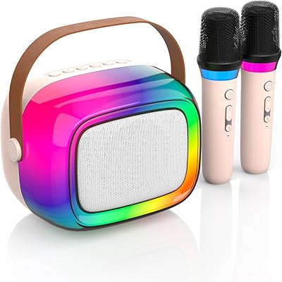 GUYUCOM Karaoke Machine mit 2 Kabellose Mini Mikrofon für Kinder und Erwachsene, Tragbaren Bluetooth Mikrofon als Spielzeug ab 2 Jahre für Jungen Mädchen Geschenke Geburtstagsparty & Outdoor-KTV