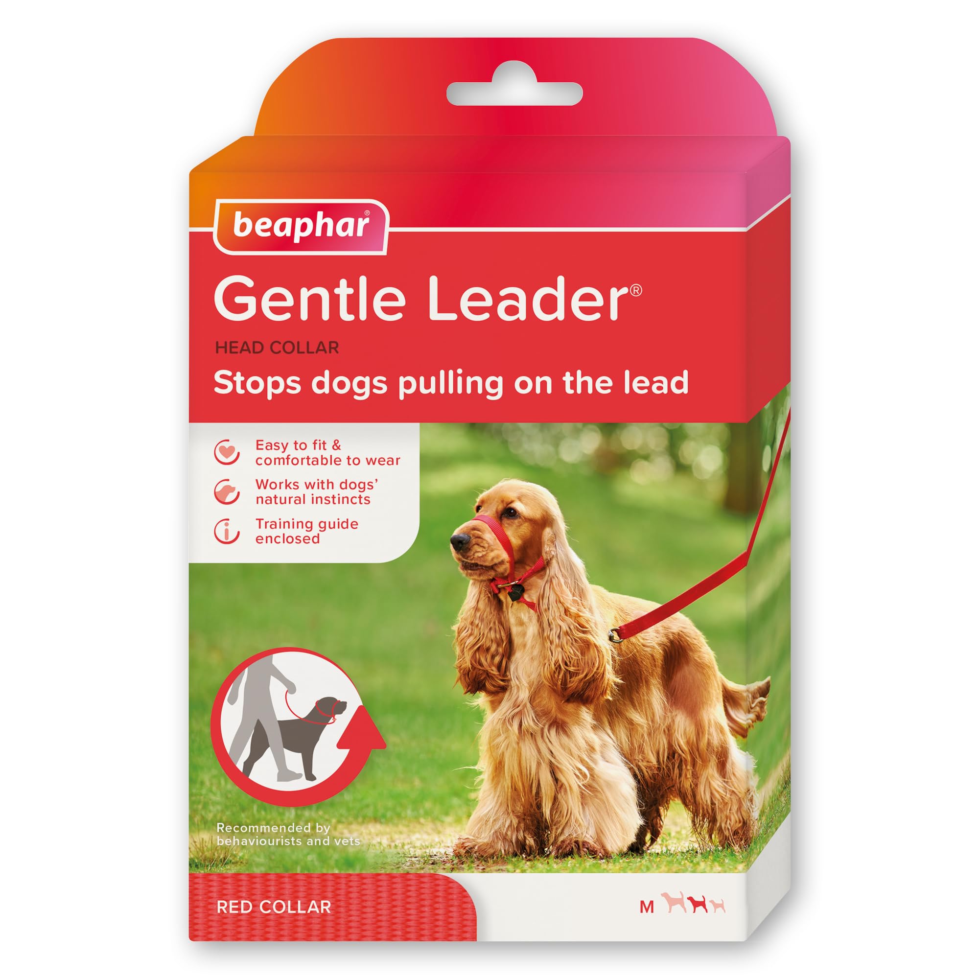 Beaphar - Gentle Leader Head Collar for Medium Dogs - Training Aid - Stops Pulling On The Lead – Immediate Effect - Adjustable Comfortable Fit – Anti-Pull Collar - Behaviourist Endorsed – RED x 1