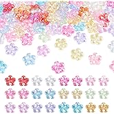 Magibeads 168Pcs Acrylic Kandi Flower Beads Clear Iridescent Pastel Floral Shaped Friendship Bracelet Beads Cute Faceted for Crafts DIY Phone Keychain Lanyards Jewelry Making Supplies