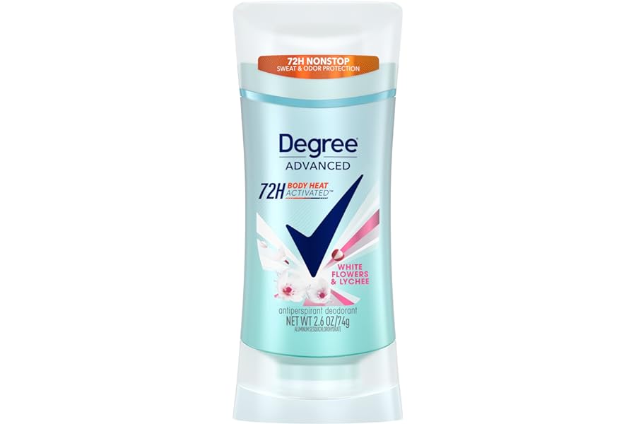 Degree Advanced Protection Antiperspirant Deodorant White Flowers & Lychee for 72-Hour Sweat & Odor Control for Women, with Body Heat Activated Technology, 2.6 oz