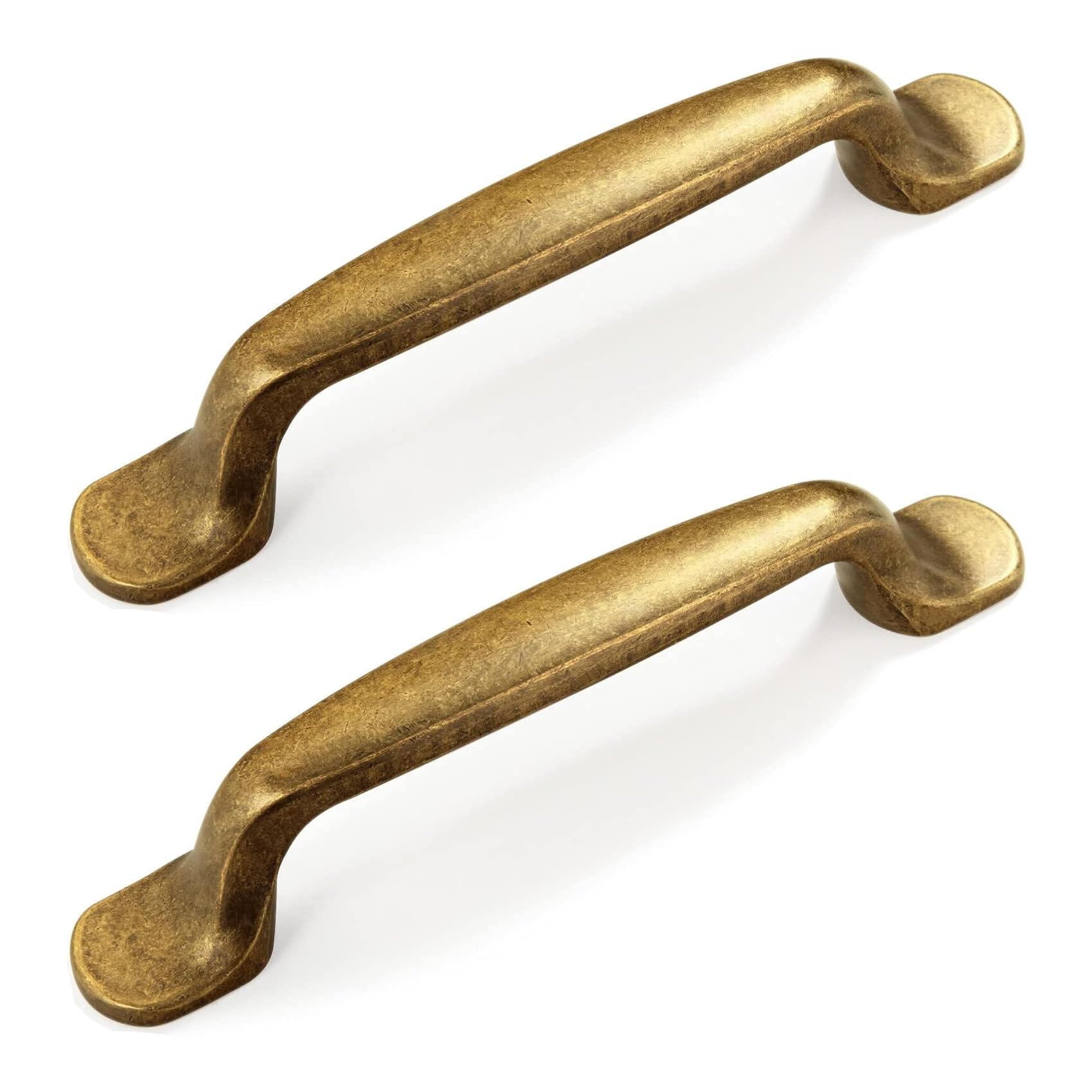 SYZOW 6 Pack zinc Alloy Brushed Bronze pulls,Retro 96mm Hole Center Cabinet Handles for Drawer,Cupboard, Wardrobe,Dresser