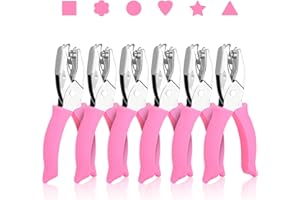MAPVOLUT 6-Pack Craft Hole Punchers Set - 1/4 Inch Hole Punch for Paper, Binder & Scrapbooking | Circle, Heart, Star, Triangle Shapes | Soft-Grip Handles, Auto Paper Chip Collector, Lightweight