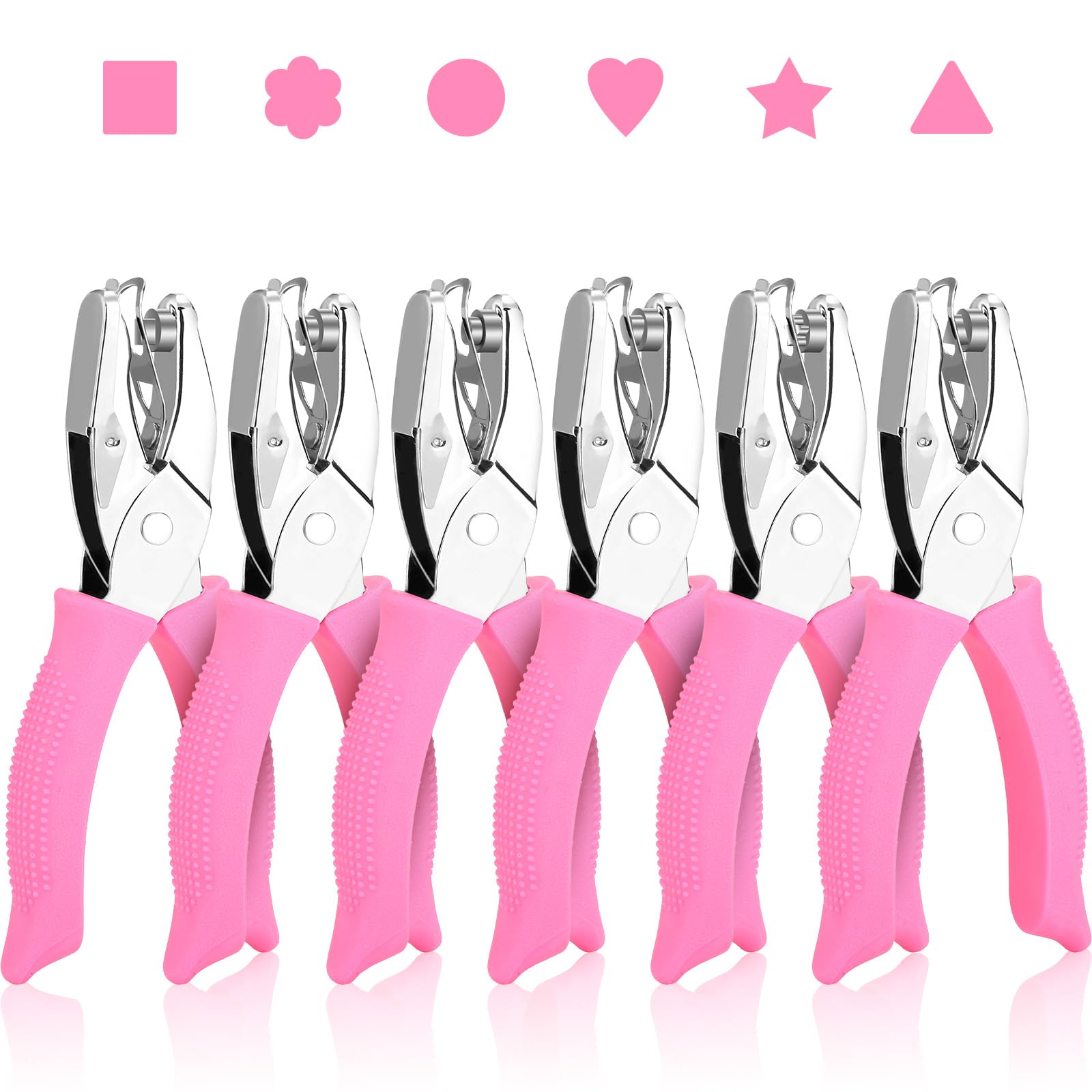 Photo 1 of *INCOMPLETE** MAPVOLUT 6-Pack Craft Hole Punchers Set - 1/4 Inch Hole Punch for Paper, Binder & Scrapbooking | Circle, Heart, Star, Triangle Shapes | Soft-Grip Handles, Auto Paper Chip Collector, Lightweight