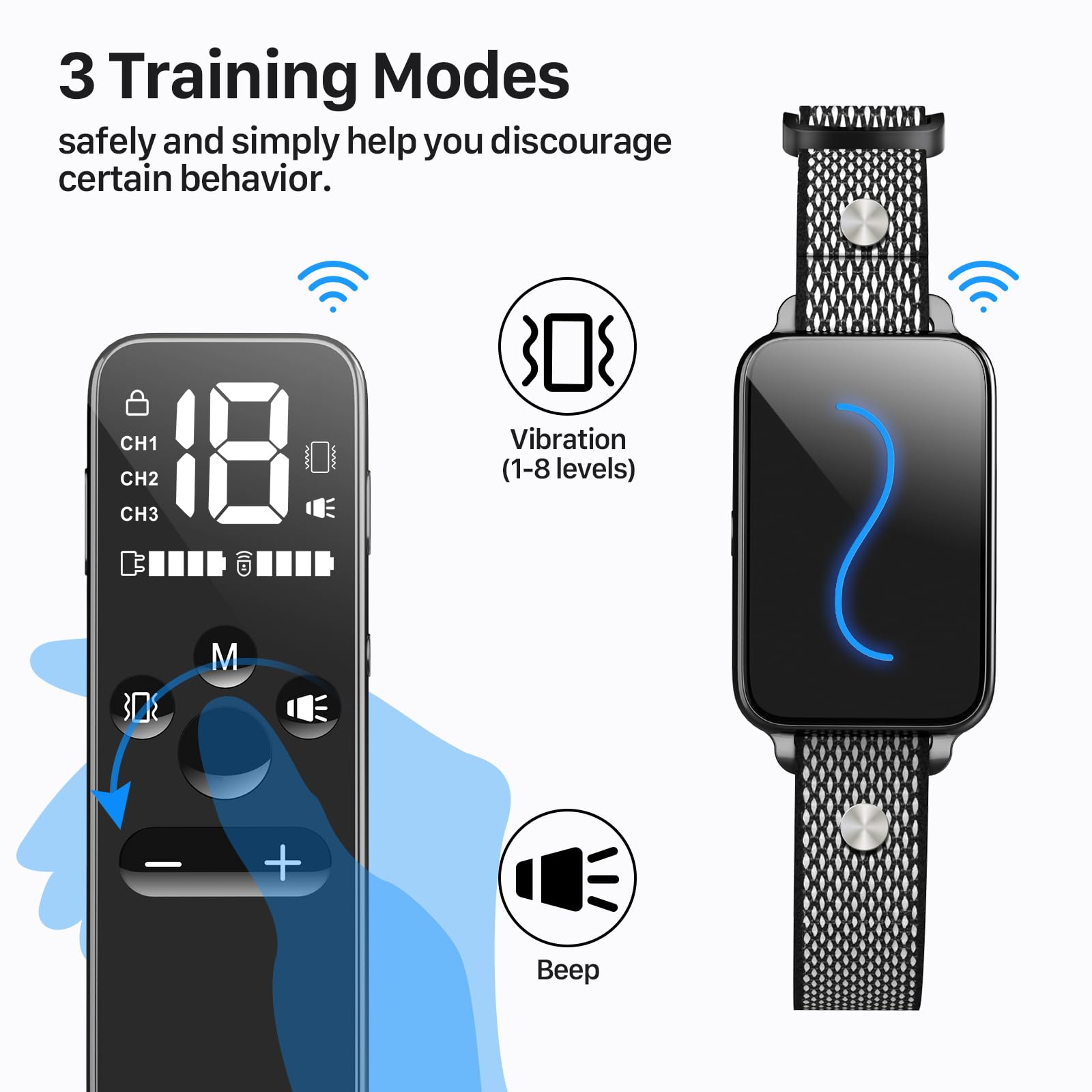 Vsezund Training Collar, Training Collar with Remote for Small, Medium, Large Dogs with Vibration, Beep, Security Lock, and Waterproof