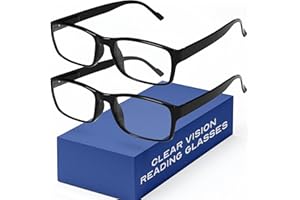 Gaoye +1.5 2-Pack of Reading Glasses - Blue-Light Filter, UV Protection - Readers with Rectangle Frames