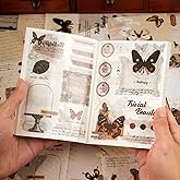 Dizdkizd Washi Stickers for Journaling, Vintage Ephemera Book for Scrapbooking with 180pcs Butterfly Stickers and 20 Sheets A