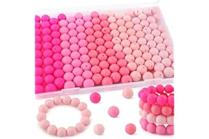 Kovict 150Pcs Silicone Beads 15mm Mix Color, Bulk Silicone Beads 15mm for Keychain Pens and Bracelet Making(Pink)