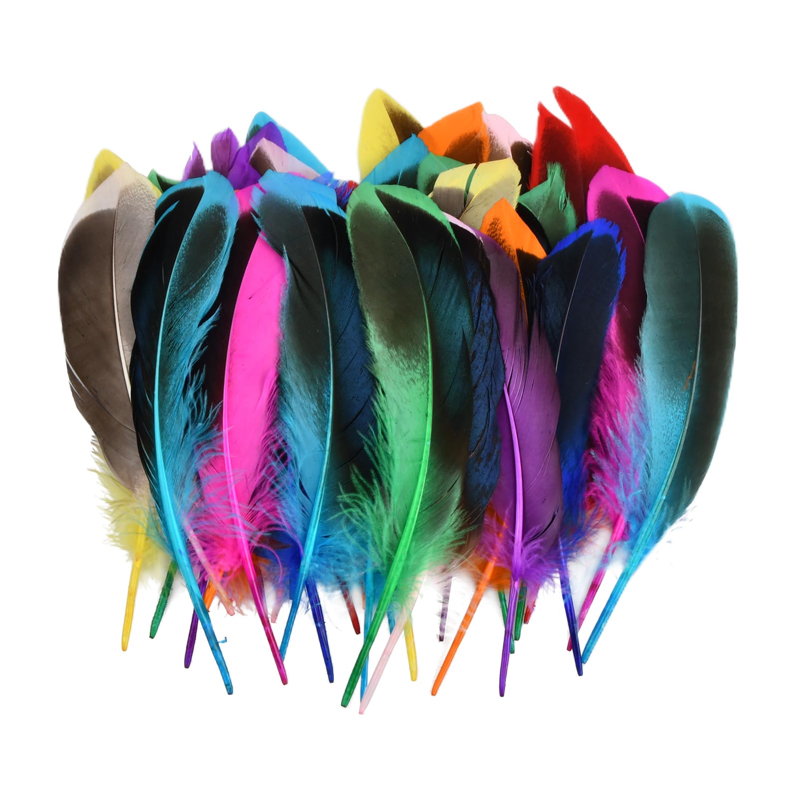 Homirty 200 Pcs Colourful Feathers for Crafts, Mini Feathers, Natural Feathers for Crafting, Bright Multicolour Feather Decorations, Feathers for Hats, Headpiece Feathers for DIY Making Weddings