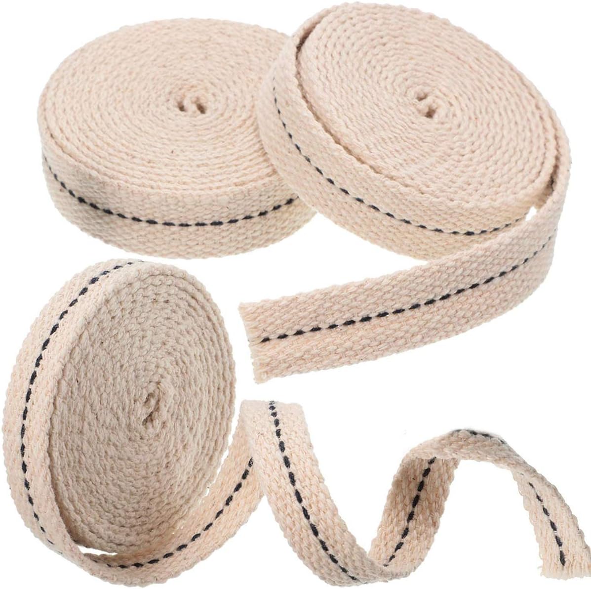 Glitz 1/2 Inch Oil Lantern Wick, 3/4 Inch Stitch Oil Lamp Wick, 7/8 Inch Oil Lamp Wicks, 3 Rolls Flat Cotton Oil Lamp Wire Wick Lantern Wick For Oil Burners