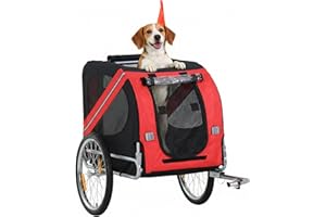 Aosom Dog Bike Trailer Pet Cart Bicycle Wagon Cargo Carrier Attachment for Travel with 3 Entrances Large Wheels for Off-Road 
