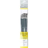 Set 3 Pennelli Winsor&Newton Foundation Per Acrilico: Round 2, Flat 2, Filbert 4 – Qualità Professionale