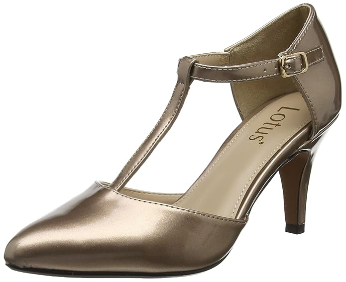Lotus Damen Camomile T-Spangen Pumps Schwarz