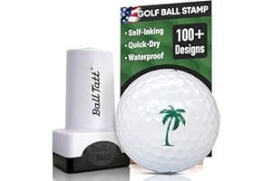 Ball Tatt - Golf Ball Stamp - Self-Inking Marker - Quick-Dry Permanent Marking Tool, No Leaks or Refills, Reusable & Waterproof Golfing Stamper - Ideal Gift for Golfers, Dads, (Animals and Plants)