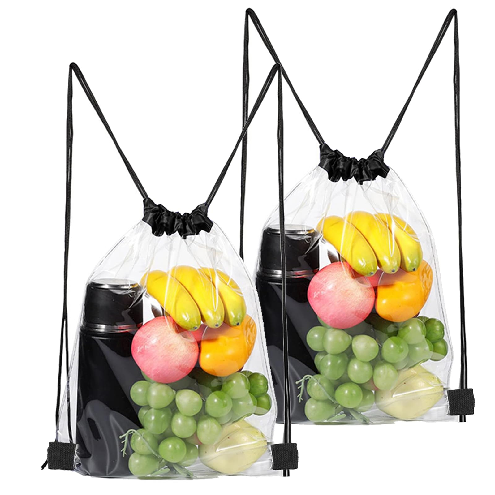 flintronic PVC Drawstring Backpack, 2PCS Clear Drawstring Bag, Transparent Drawstring Backpack Waterproof, Foldable Backpack with Drawstring for Sports Swim Events Stadium Gym