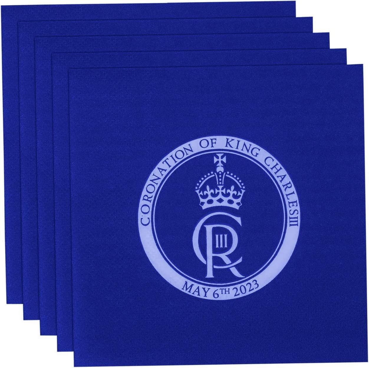 50pcs King Charles III Blue Paper Napkins Serviettes King's Coronation UK British Royal Party Supplies Tableware Decorations Souvenir