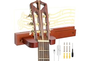 ZFLYCANP Guitar Wall Mount, Guitar Holder with LED Illumination and Transparent Acrylic Note Panel, Premium Wood and Acrylic,