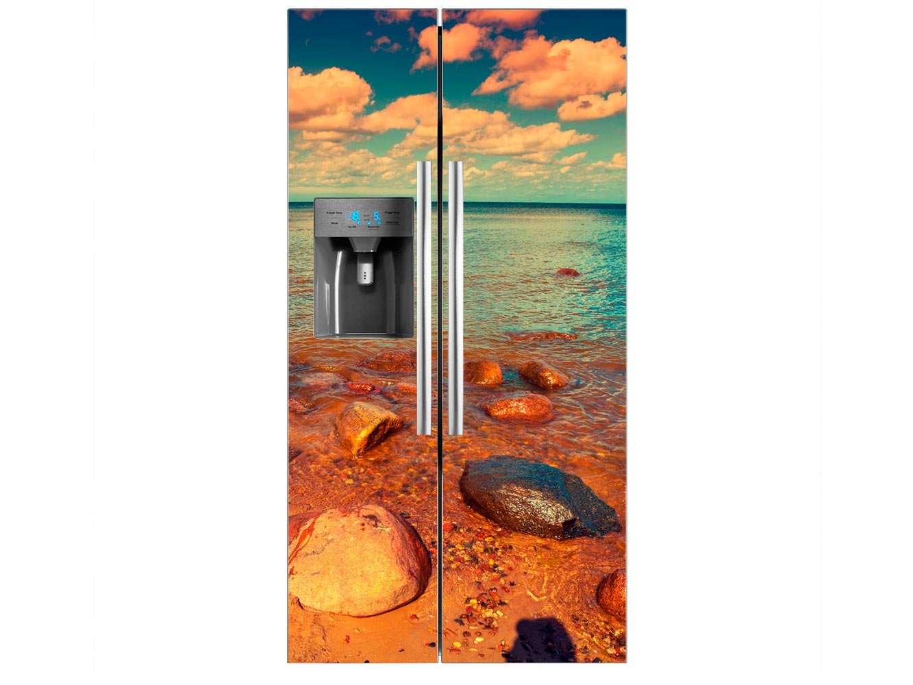 Vinilo Frigorífico Americano Playa Rocosa | 90x180cm | Varias ...