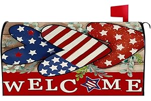 BLLESQELAX Mailbox Cover Magnetic Standard Size 21 x 18 Inch, Stars and Stripes Design Magnetic Mailbox Cover for 4th of July, Memorial Day, Spring and Summer Yard Decor