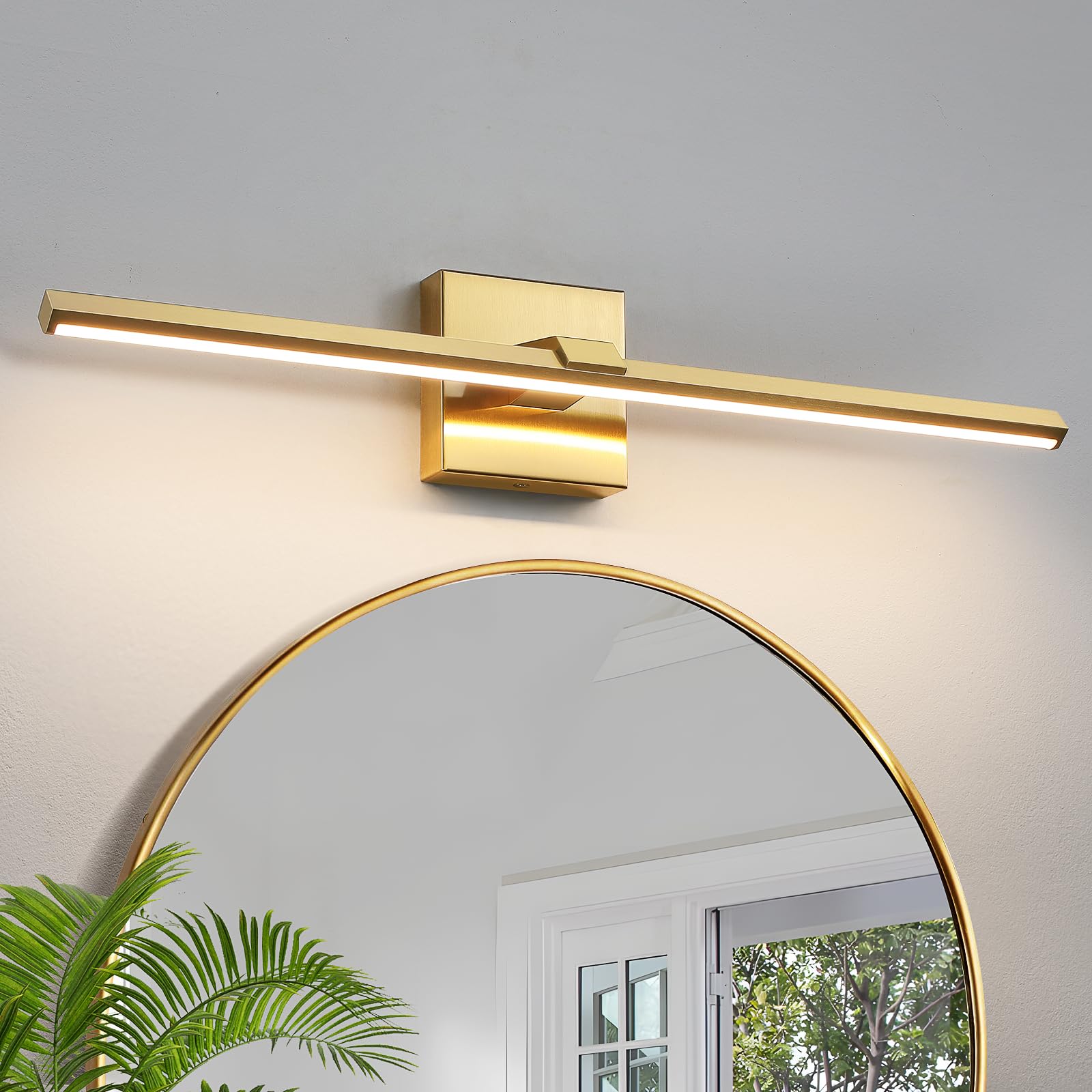 Photo 1 of CCYCOL Gold Bathroom Light Fixtures Over Mirror 24 Inch 18W Modern LED Vanity Lights for Bathroom with 3500K Warm Lighting Dimmable Bath Wall Sconces Bar for Dresser Restroom