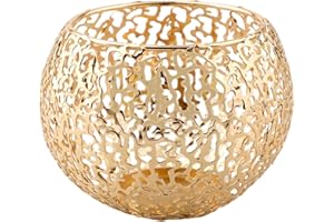 Vasiumic Gold Candle Holders with Vintage Hollow-Out Votive Tealight Pillar Candles, Sturdy Desktop Decor Wedding Party Home 