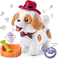 OR OR TU Walking Barking Toy Dog with Remote Control Leash, Plush