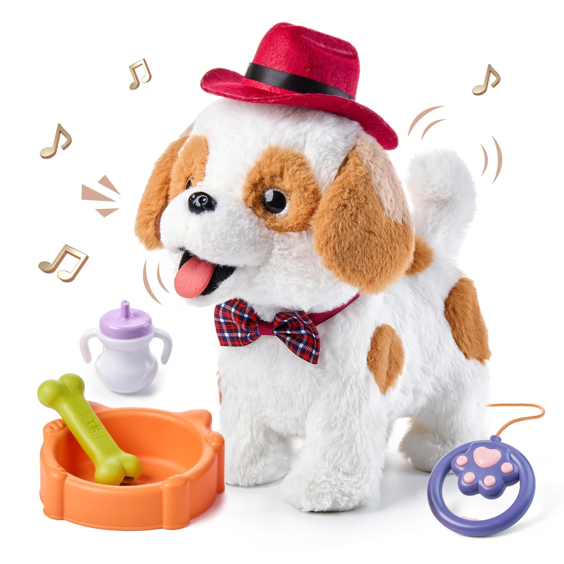 OR OR TU Singing Walking Dog Toys for Kids, Plush Electronic Pets Dog Licking Puppy, Walk and Bark on a Lead Interactive Toys Dog for Kids 3 4 5 6 7+ Years Old Girls Boys Gift