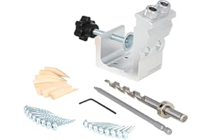 VINWOX 31 PCS Pocket Hole Jig Adjustable Woodworking Tools with Step Drill Bit and Robertson Screws & Bit, bezels for a Portable Unit or Mount to Bench