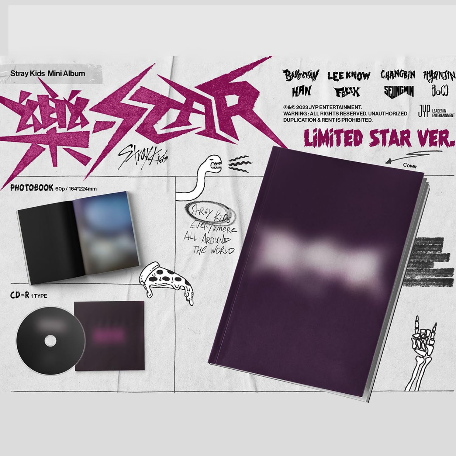 Stray Kids - -Rock-STAR (LIMITED STAR Ver.) Photobook + CD-R + Photocard + Panorama Mini Poster + Unit Photocard + Sticker + Mini Poster + 4-Cut Photo Film + Folded Poster + Film Photocards + PVC Card