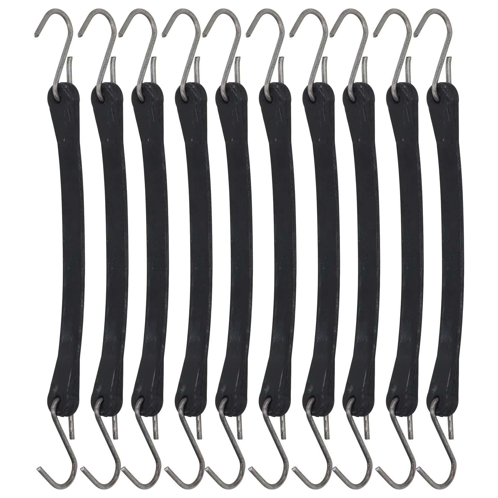 10Pcs Tie Down Cords,10in Bungee Cords, Black Rubber Heavy Duty Bungee Straps with S Hooks for Cargo Tarps Van Truck Trailer