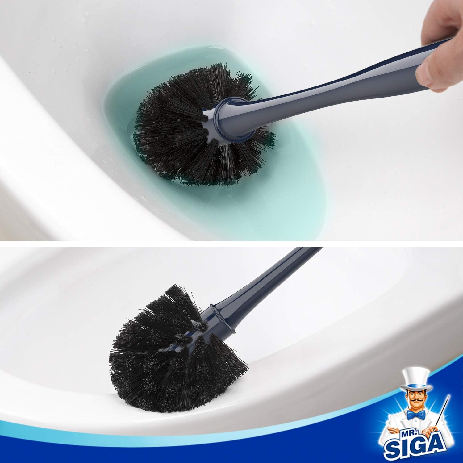 MR.SIGA Toilet Plunger and Bowl Brush Combo for Bathroom Cleaning, Navy, 1 Set: Home & Kitchen