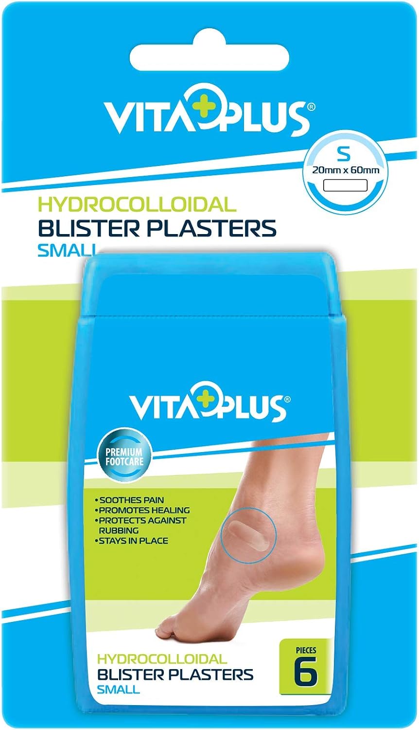 VITAPLUS Small Blister Plaster, 6 Hydrocolloid Plasters, 20x60mm, Beige, 6 Count (Pack of 1)