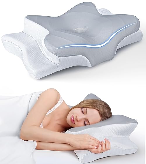 Ultra Pain Relief Cooling Pillow for Neck Support, Adjustable Cervical Pillow Cozy Sleeping, Odorless Ergonomic Contour Memory Foam Pillows, Orthopedic Bed Pillow for Side Back Stomach Sleeper
