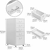 HollyHOME 5-Drawer Mobile Filing Cabinet White with Casters 28x41x66 cm view 3