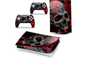LANGSUN PS5 Skin Stickers Full Body Vinyl Skins Wrap Decals Cover for PS5 Digital Edition Console & Controllers (Scarlet Skull)