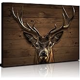 Deer Wall Art Rustic Cabin Decor Country Hunting Wall Decor for Bathroom Deer Head Painting Wildlife Pictures Minimalist Animal Portrait Canvas Prints Poster Farmhouse Elk Decoration Artwork 12x16"