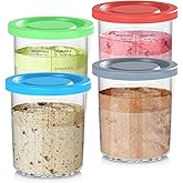 24OZ Containers Replacement for Ninja Creami Deluxe pints 4 Pack, Compatible with NC500 Series 11-in-1 Ice Cream Makers, Extra Delux Pint Containers, XL Family Size Cups,Dishwasher Safe, Leak Proof