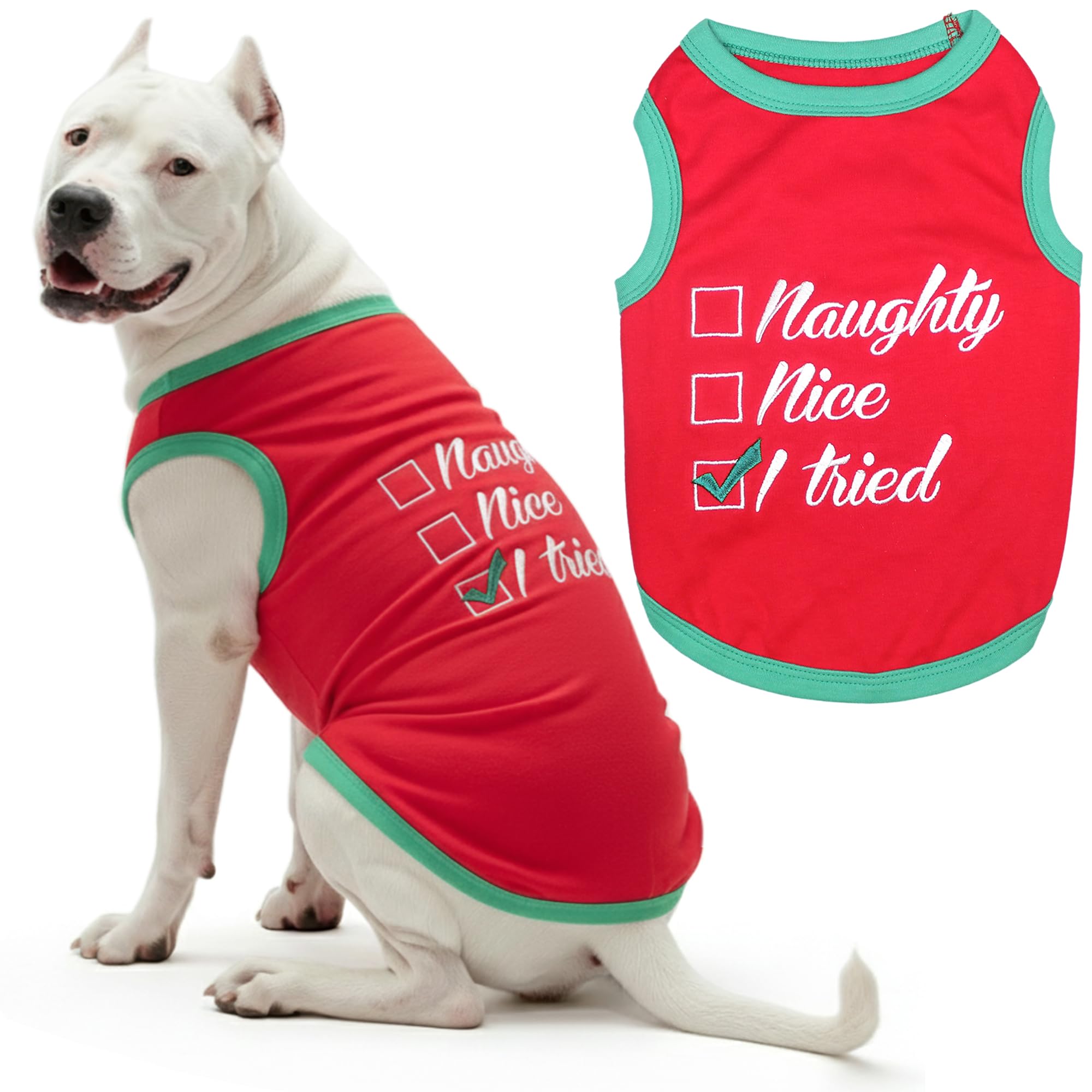 Parisian Pet Funny Christmas Holiday Dog Cat Pet Shirts Tee Tanks - Naughty or Nice, Santa Outfit, Elf Size, Santa's Helper, Sorry Santa I Ate Your Cookies (Naughty or Nice, 4XL)