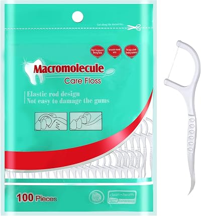 Medo 100 Pcs Dental Floss Picks 2 in 1 Portable Toothpicks White