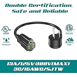2 Pack Power Extension Cord 3FT/36Inch, Short 3