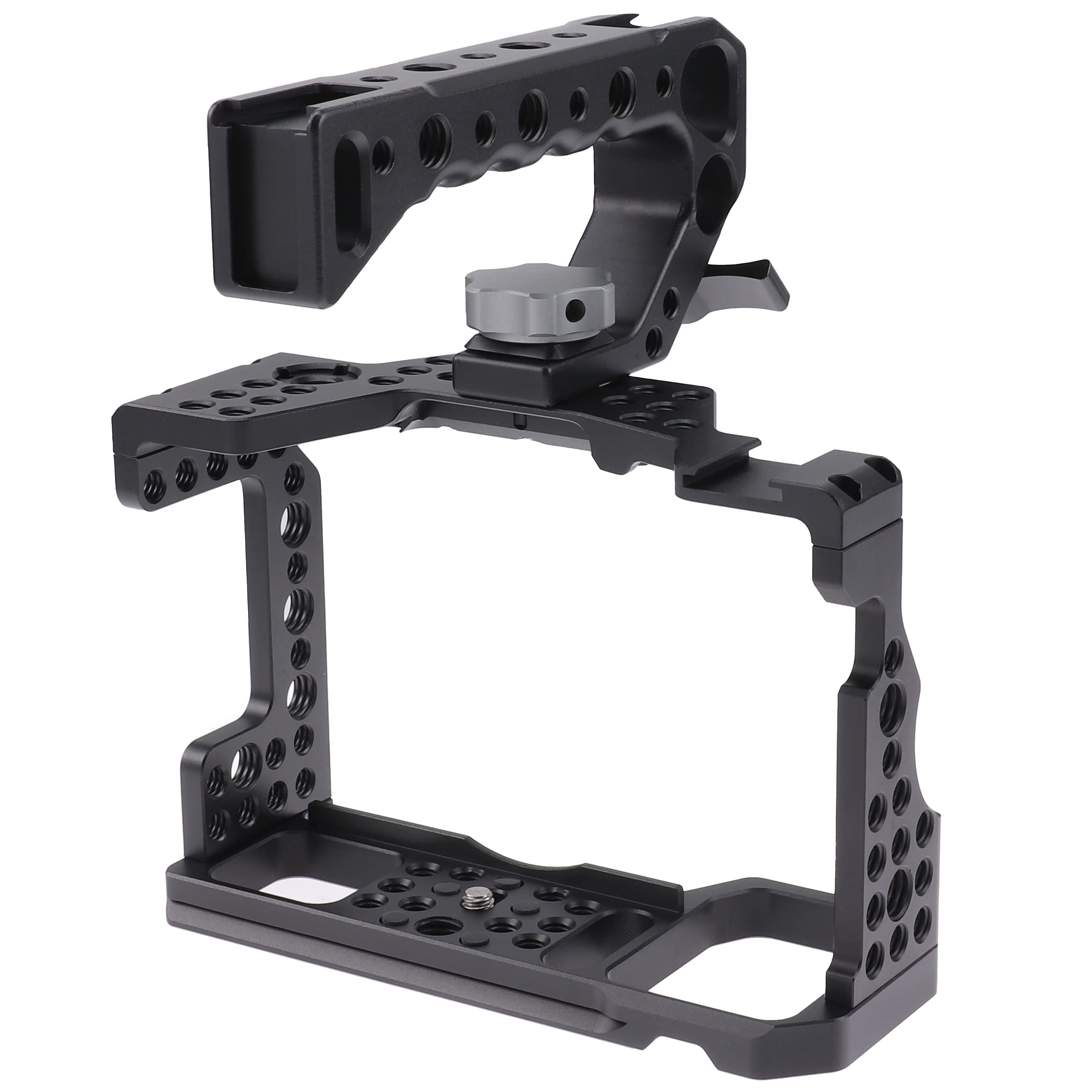 Hersmay A7III A9 Cage with Top Handle,Aluminum Camera Cage for Sony A7III/A7RIII/A9/A7II Mirrorless Camera,Vlogging Video Shooting Filmmaking Rig Stabilizer with 1/4" Mounting and 3/8" Arri Locating